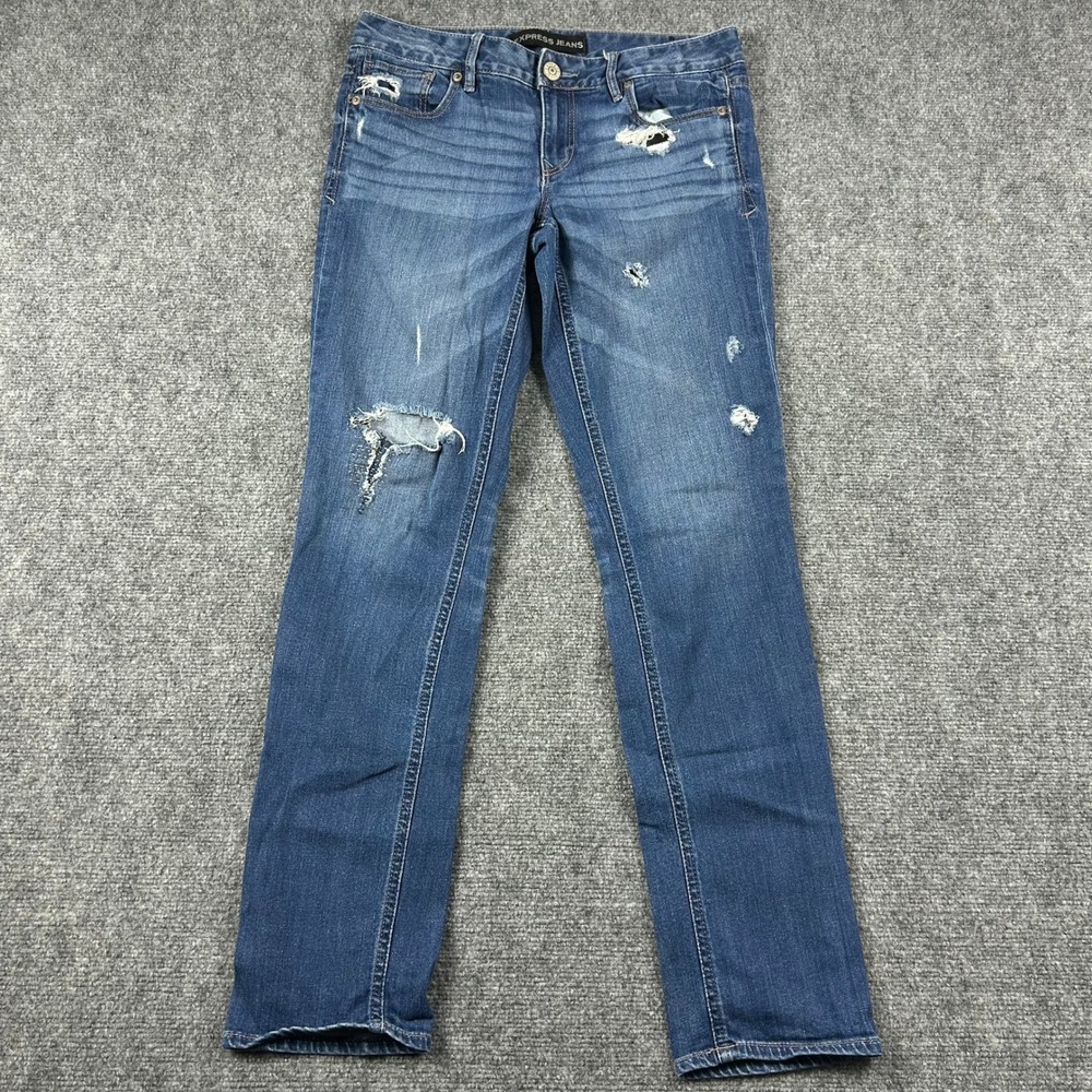 Express Jeans Skinny Womens 4 Blue Stella Low Rise Distressed Denim Pants